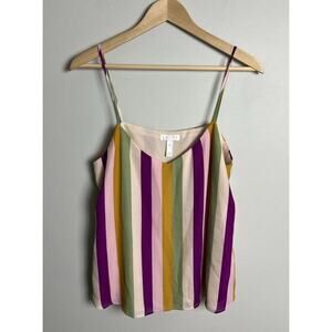 Leith Multicolor Striped V-Neck Cami Tank Top Lightweight Size Medium Women’s